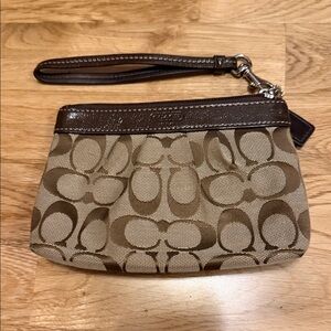 Coach Brown and Tan Wristlet